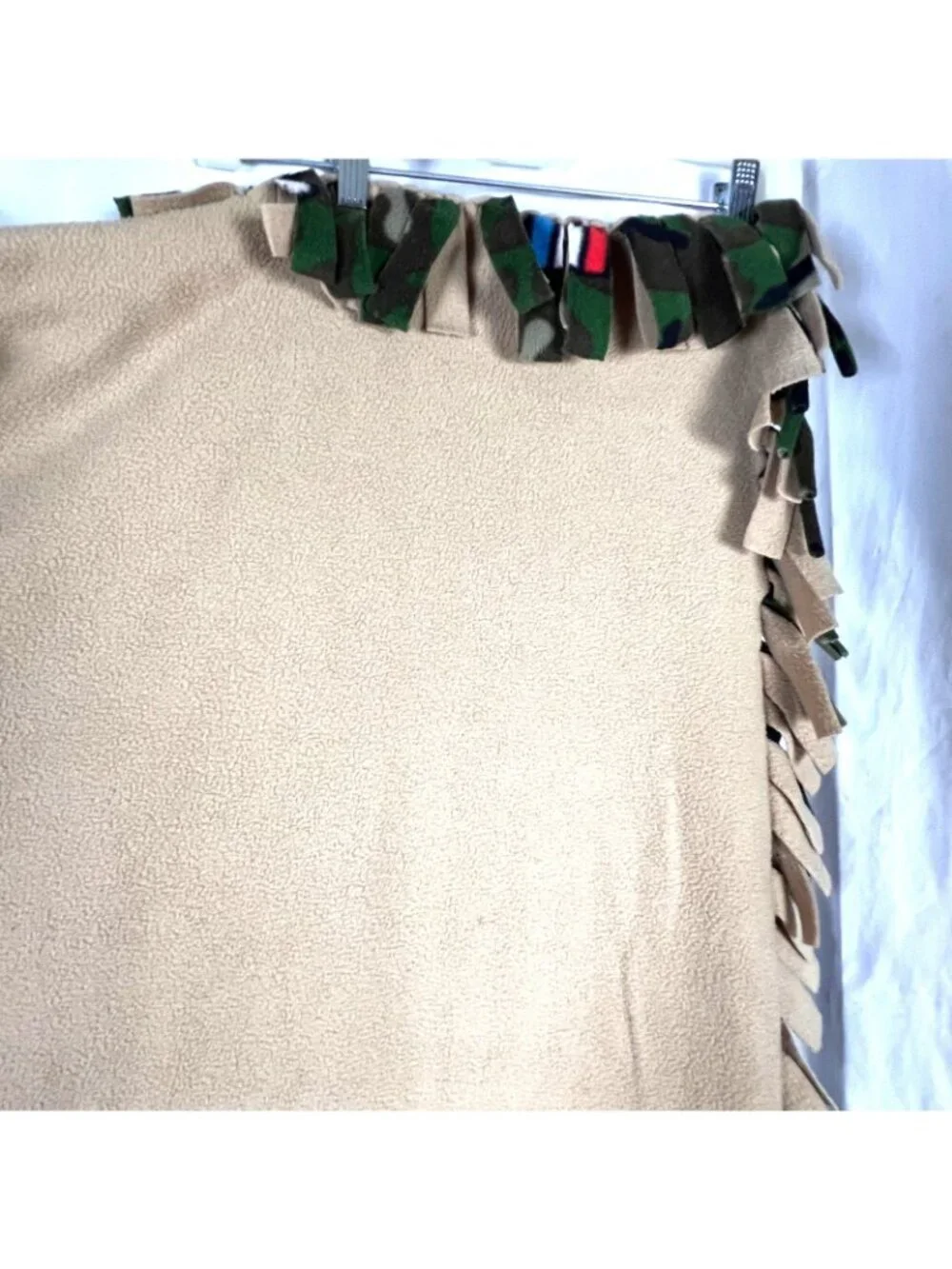 G.I. Joe Fleece Blanket 50x64 Camouflage Logo w/Tie Fringe OOAK Cozy Nostalgia